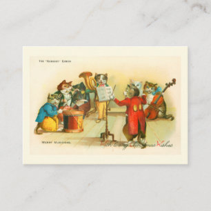 Tarjeta De Recepción Gatos de Navidad Musicales Victorianos Banda Louis