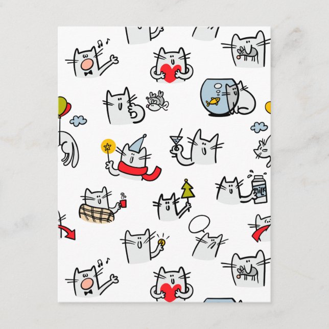 Tarjeta De Recepción Gatos divertidos, leche y magia. (Anverso)