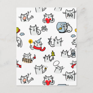 Tarjeta De Recepción Gatos divertidos, leche y magia.