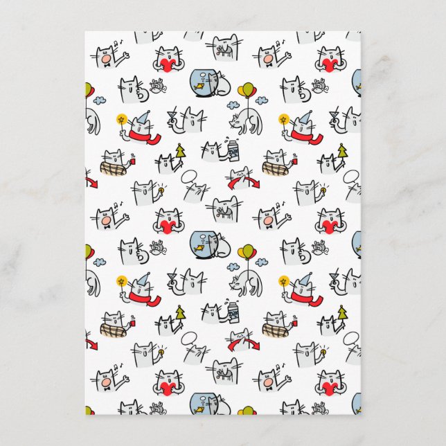 Tarjeta De Recepción Gatos divertidos, leche y magia. (Anverso)