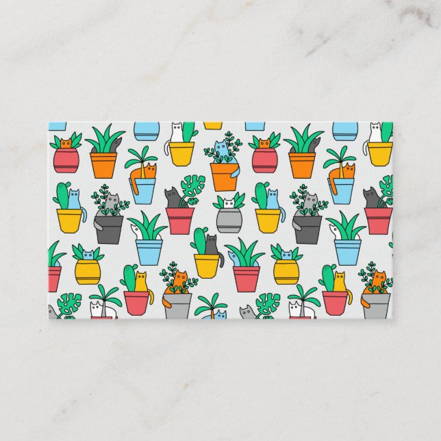 Tarjeta De Recepción Gatos en macetas de flores (Anverso)