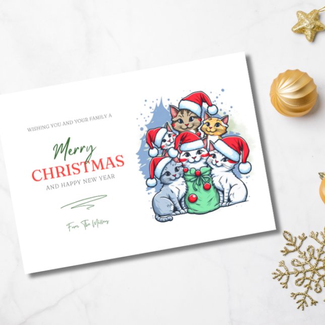 Tarjeta De Recepción Gatos Feliz Navidad, Meowy Navidades, regalo graci (Subido por el creador)