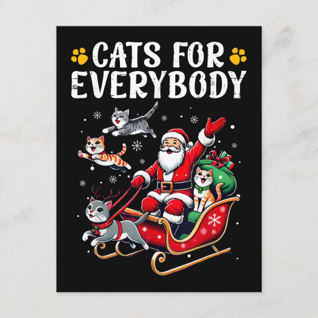 Tarjeta De Recepción Gatos Para Todos Navidades Gato Gracioso (Anverso)