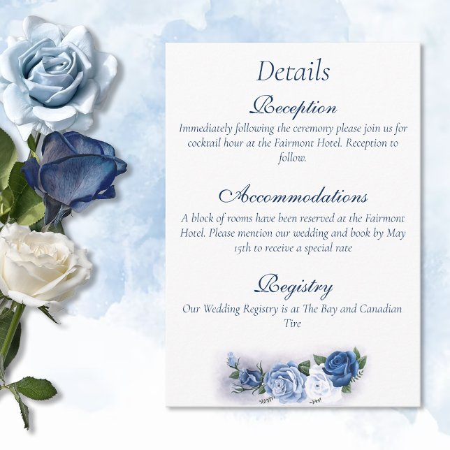 Tarjeta De Recepción Gay Grooms Regency Blue Rosas (Subido por el creador)