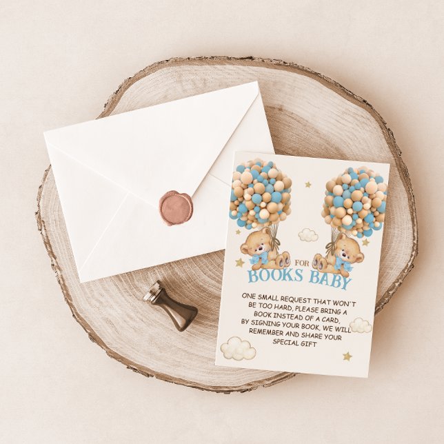 Tarjeta De Recepción Gemelos azules con globos de oso Bearly Wait Book  (Subido por el creador)