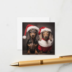 Tarjeta De Recepción Gemelos de Santa Claus Dachshund