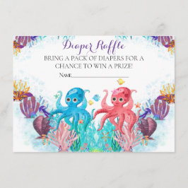 Tarjeta De Recepción Gemelos oceánicos Octopus fiesta Diaper Raffle