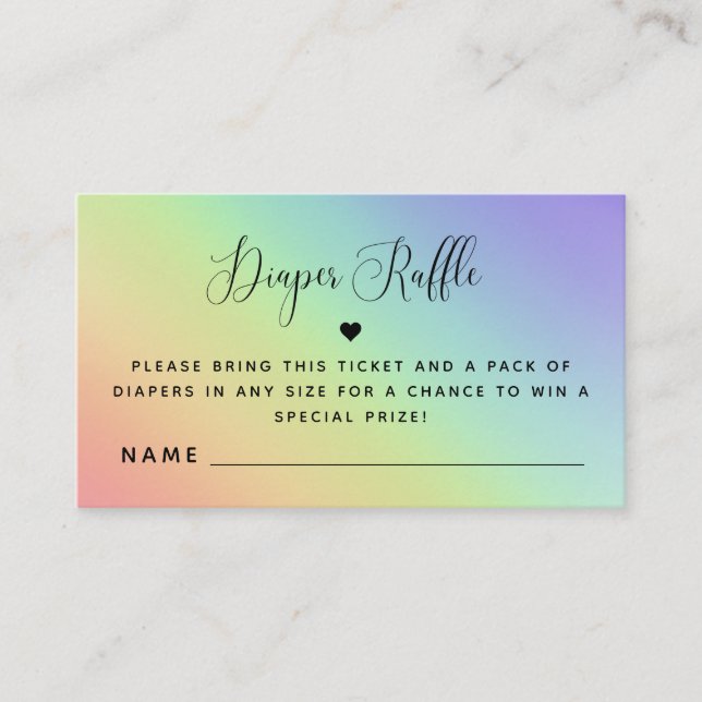 Tarjeta De Recepción Género arcoiris Neutral Baby Shower Diaper Raffle  (Anverso)