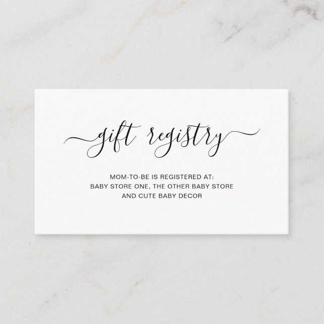 Tarjeta De Recepción Género de registro de regalo Baby Shower simple ne (Anverso)