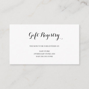 Tarjeta De Recepción Género de registro de regalo Baby Shower simple ne