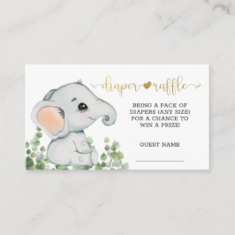 Tarjeta De Recepción Género Neutral acuarela Elephant Diaper Raffle