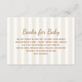 Tarjeta De Recepción Género Neutral Ecru Stripes Books para el bebé