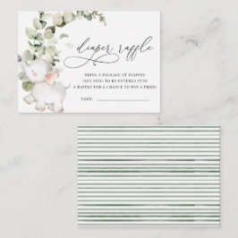 Tarjeta De Recepción Género Neutral Eucalyptus Elephant Diaper Raffle