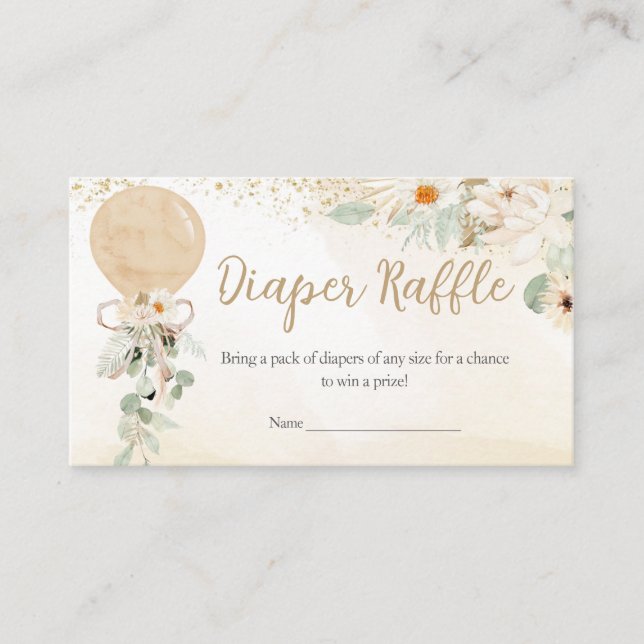 Tarjeta De Recepción Gente de verde globo género Diaper Neutral Raffle (Anverso)