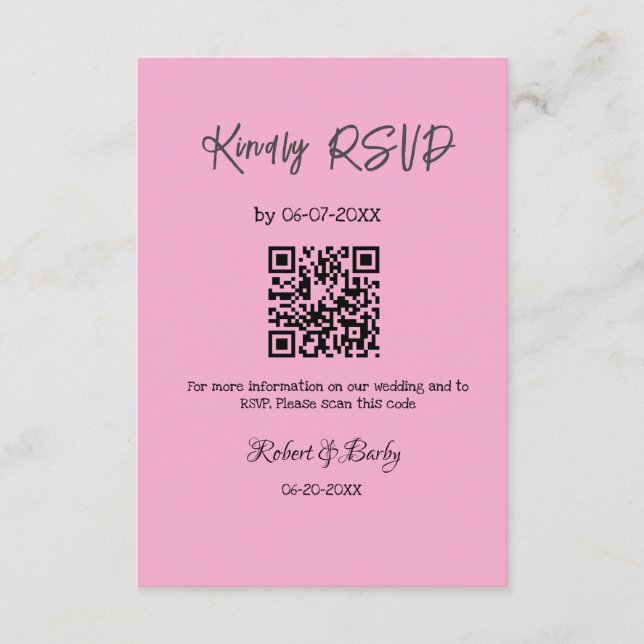 Tarjeta De Recepción gentil boda RSVP escaneo código QR simple moderno (Anverso)