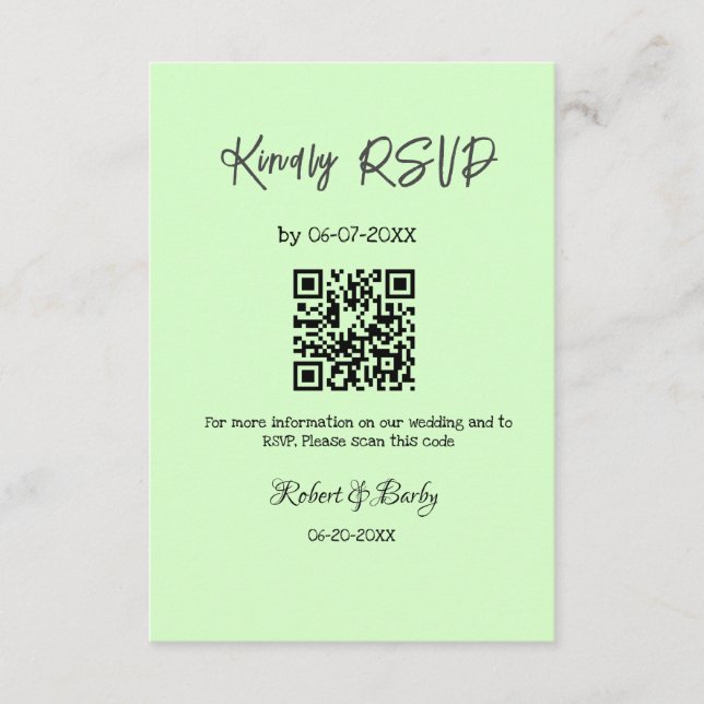 Tarjeta De Recepción gentil boda RSVP escaneo código QR simple moderno (Anverso)