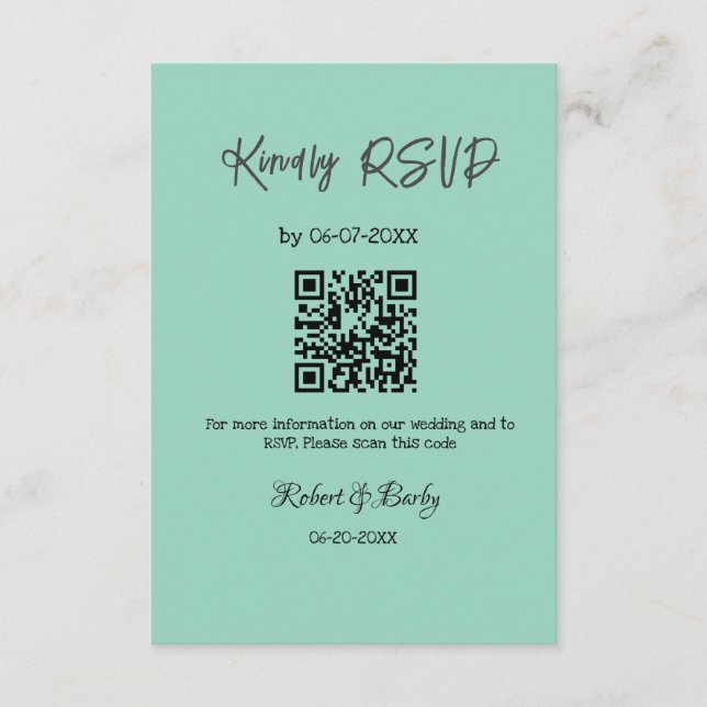 Tarjeta De Recepción gentil boda RSVP escaneo código QR simple moderno (Anverso)