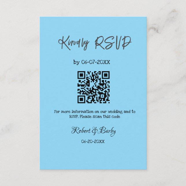 Tarjeta De Recepción gentil boda RSVP escaneo código QR simple moderno (Anverso)