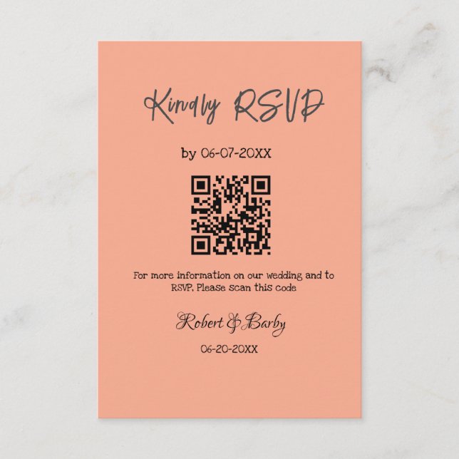 Tarjeta De Recepción gentil boda RSVP escaneo código QR simple moderno (Anverso)