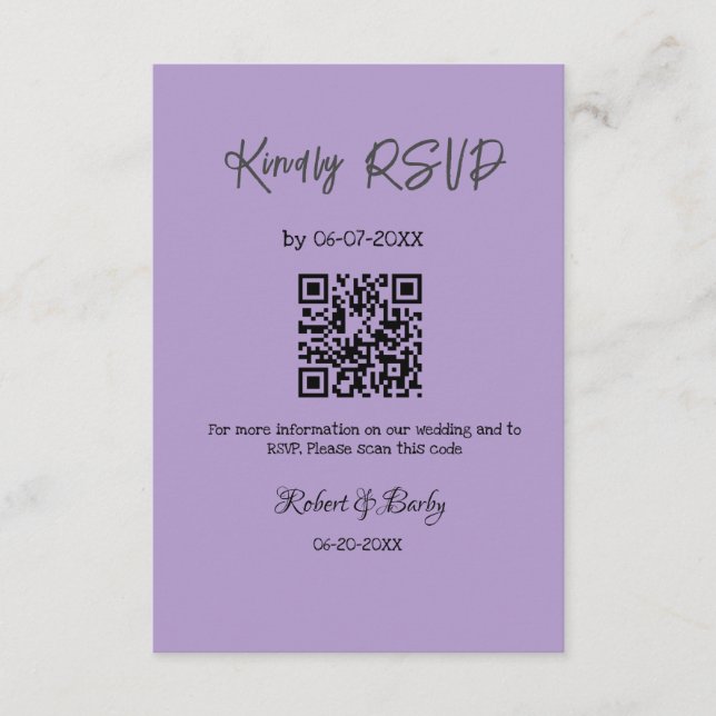 Tarjeta De Recepción gentil boda RSVP escaneo código QR simple moderno (Anverso)
