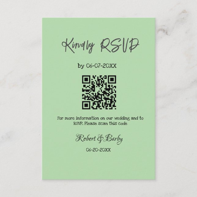 Tarjeta De Recepción gentil boda RSVP escaneo código QR simple moderno (Anverso)