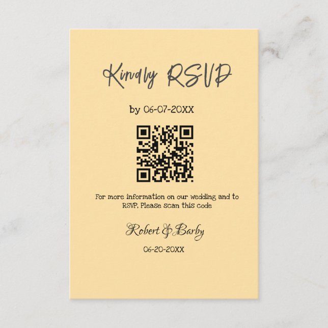 Tarjeta De Recepción gentil boda RSVP escaneo código QR simple moderno (Anverso)