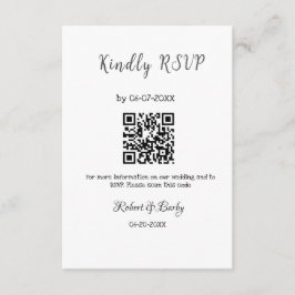 Tarjeta De Recepción gentil boda RSVP escaneo código QR simple moderno