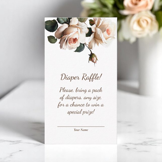 Tarjeta De Recepción Gentle Tea Rosa Baby Shower Diaper Raffle (Gentle Tea Rose Baby Shower Diaper Raffle Enclosure Card )