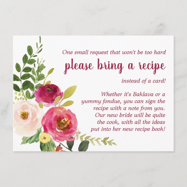 Tarjeta De Recepción Geo Bridal Shower trae receta (Anverso)