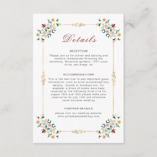Tarjeta De Recepción Geometría Vintage Motivo Clásico Intrincado Boda