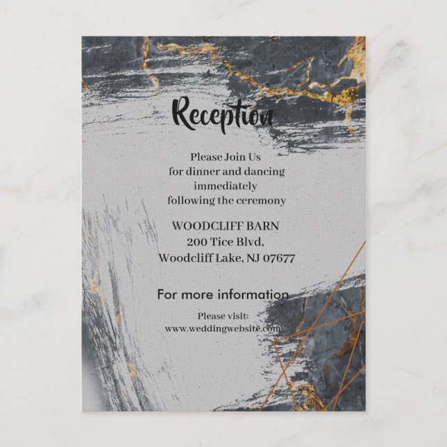 Tarjeta de recepción geométrica con brillo de márm (Anverso)