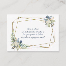 Tarjeta De Recepción Geométrica de Floral Azul Rosa Blanca