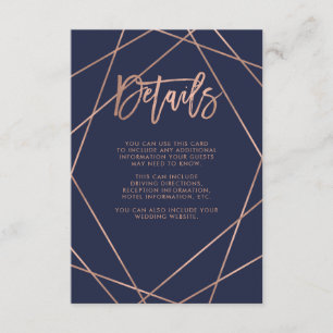 Tarjeta De Recepción Geométrica de oro Rosa Faux Detalles del invitad