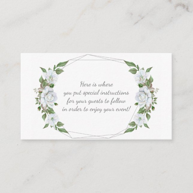 Tarjeta De Recepción Geométrico del Rosa floral blanco (Anverso)