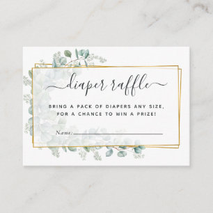 Tarjeta De Recepción Geométrico Eucalyptus Baby Shower Diaper Raffle