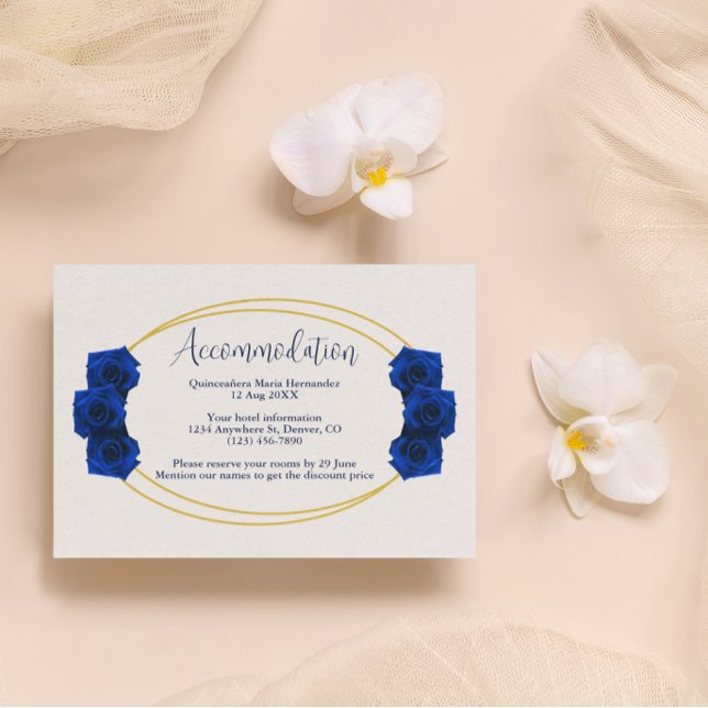 Tarjeta De Recepción Geométrico real azul y oro (Subido por el creador)