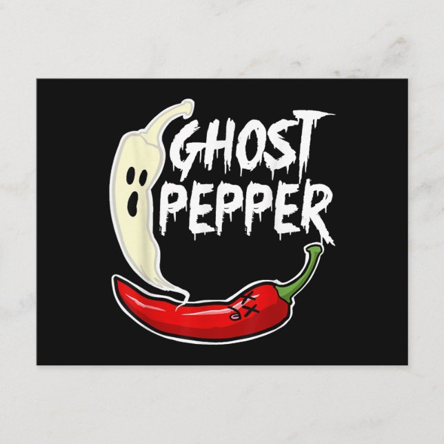 Tarjeta De Recepción Ghost Pepper Funny Spicny Hot Halloween Ghost Pepp (Anverso)