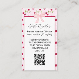 Tarjeta De Recepción Gift Registry Cherry Baby Shower QR Code