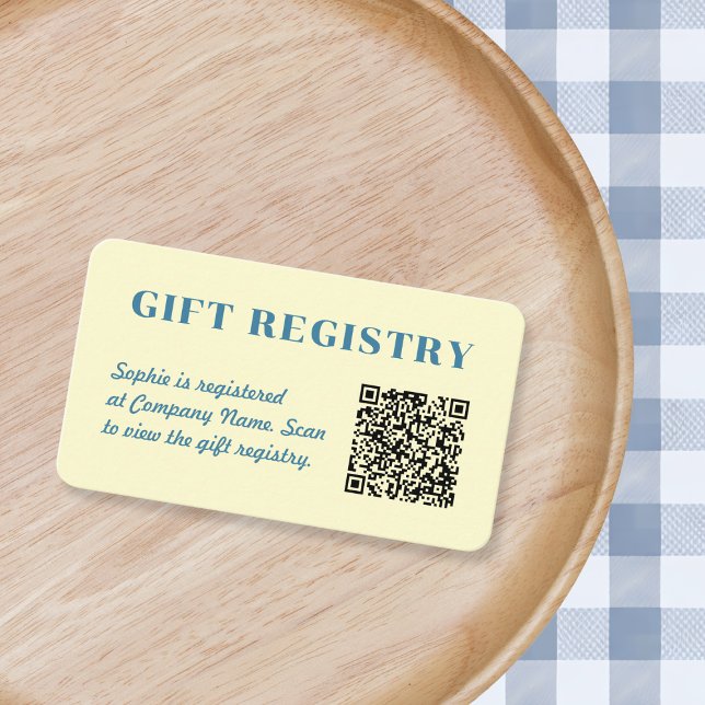 Tarjeta De Recepción Gift Registry Qr Code Butter Yellow & Blue (Gift Registry Qr Code Butter Yellow & Blue Enclosure Card)