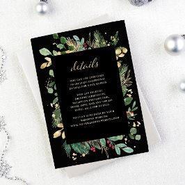 Tarjeta De Recepción Gilded Greenery Black | Christmas Guest Details