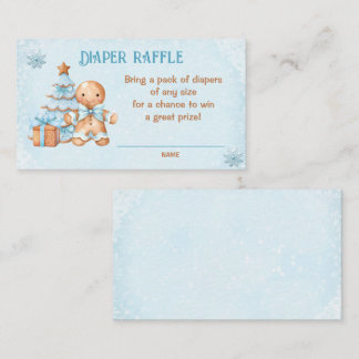 Tarjeta De Recepción Gingerbread Blue Baby Shower Diaper Raffle Card
