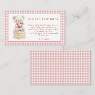 Tarjeta De Recepción Gingham Apple de Ojos Libros para Baby Shower