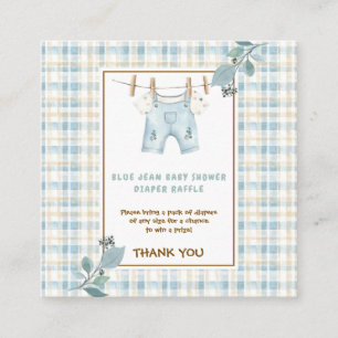 Tarjeta De Recepción Gingham Blue Jean Baby Shower Diaper Raffle