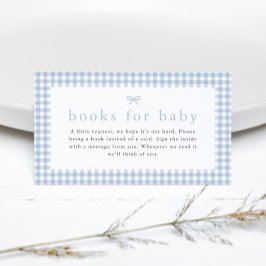 Tarjeta De Recepción Gingham Dusty Blue Books para Baby Shower
