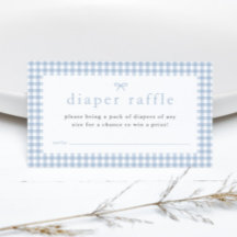 Gingham Dusty Blue Boys Baby Shower Diaper Raffle