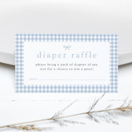 Tarjeta De Recepción Gingham Dusty Blue Boys Baby Shower Diaper Raffle