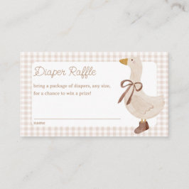 Tarjeta De Recepción Gingham Goose Baby Shower Diaper Raffle Card