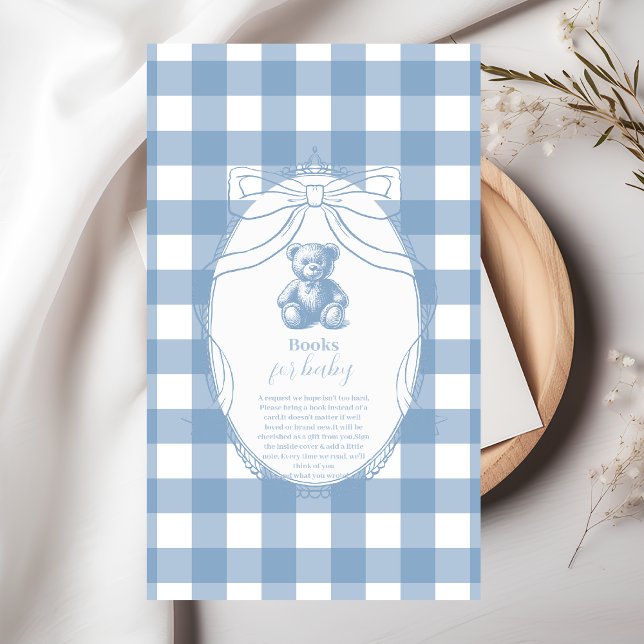 Tarjeta De Recepción Gingham Libros de Oso Francés de Teddy para Bebé (Subido por el creador)