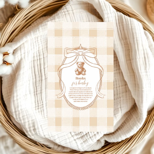 Tarjeta De Recepción Gingham Libros de Oso Francés de Teddy para Bebé (Subido por el creador)