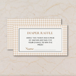Tarjeta De Recepción Gingham Neutral Diaper Raffle Tickets Baby Shower
